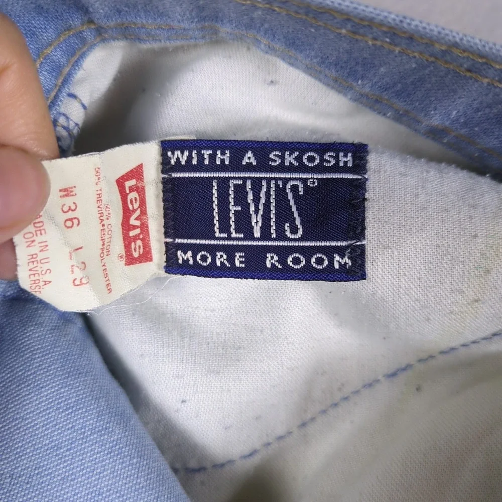 Vintage Levis Orange Tab Jeans Mens 38x29 Light Blue 80s Skosh More Room